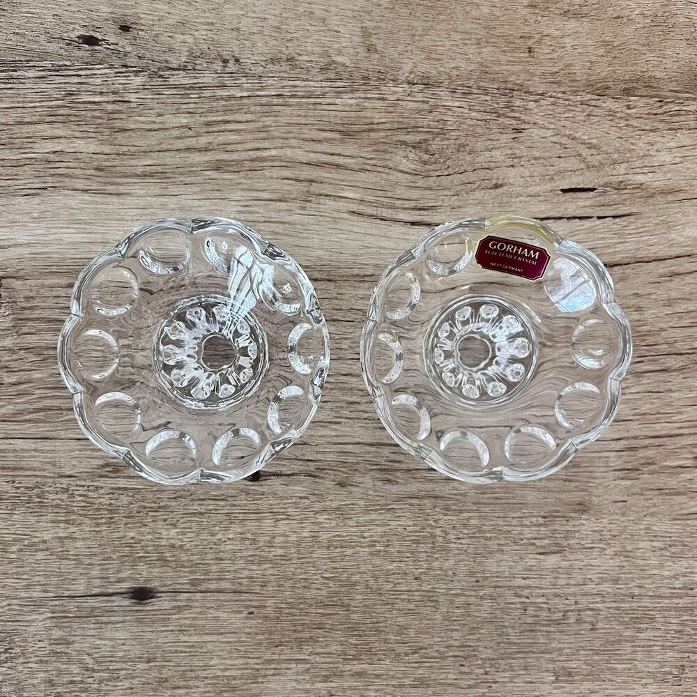 Gorham Crystal Vintage Candlestick Holder Set Of 2, 2" Tall, Made West Germany - Picture 3 of 6